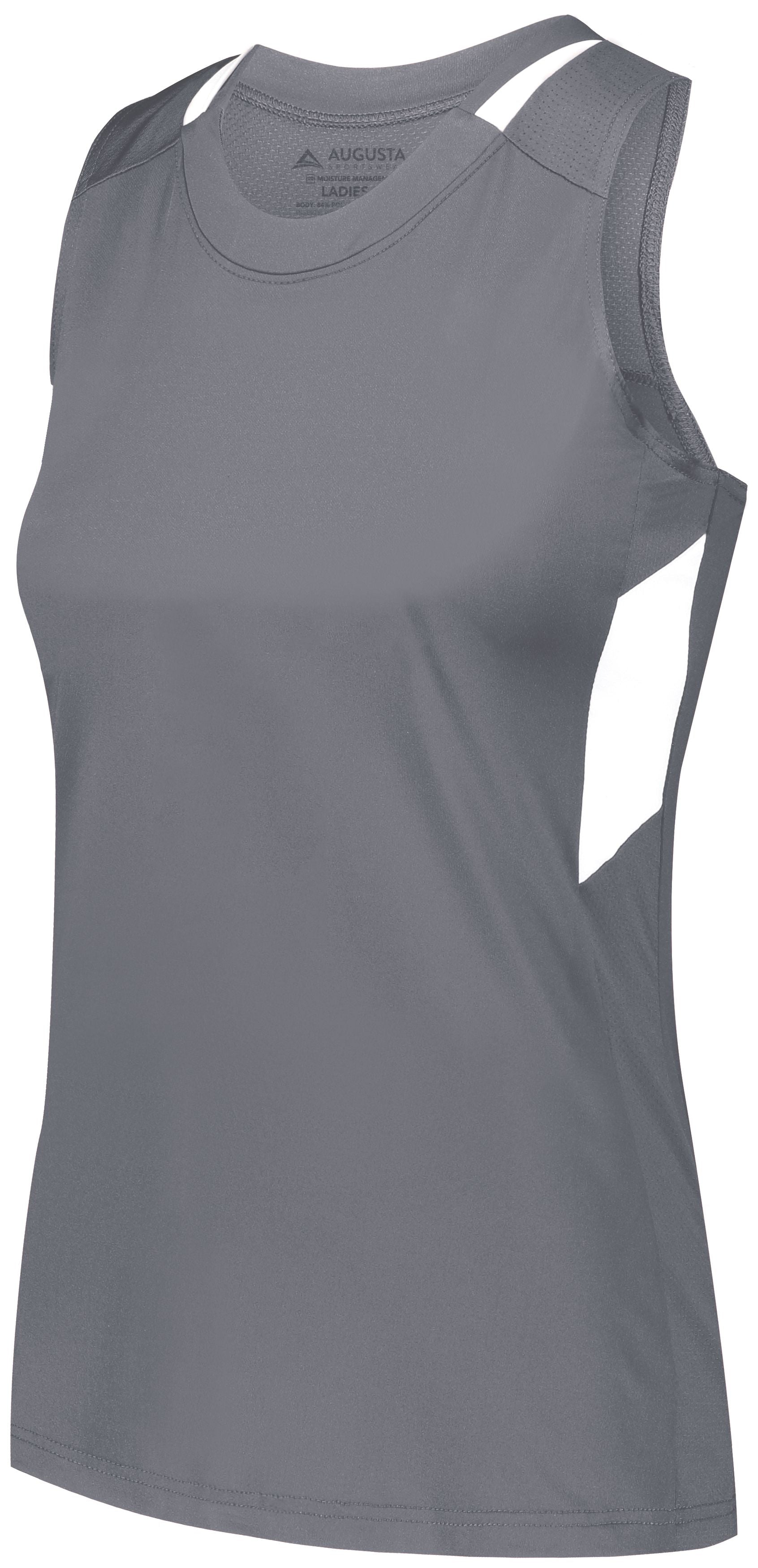 Augusta Sportswear Ladies Crossover Tank in Graphite/White  -Part of the Ladies, Ladies-Tank, Augusta-Products, Lacrosse, Shirts, All-Sports, All-Sports-1 product lines at KanaleyCreations.com