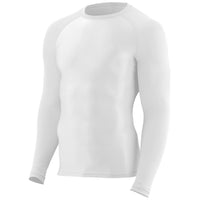 Augusta Sportswear Hyperform Compression Long Sleeve Shirt in White  -Part of the Adult, Augusta-Products, Shirts product lines at KanaleyCreations.com