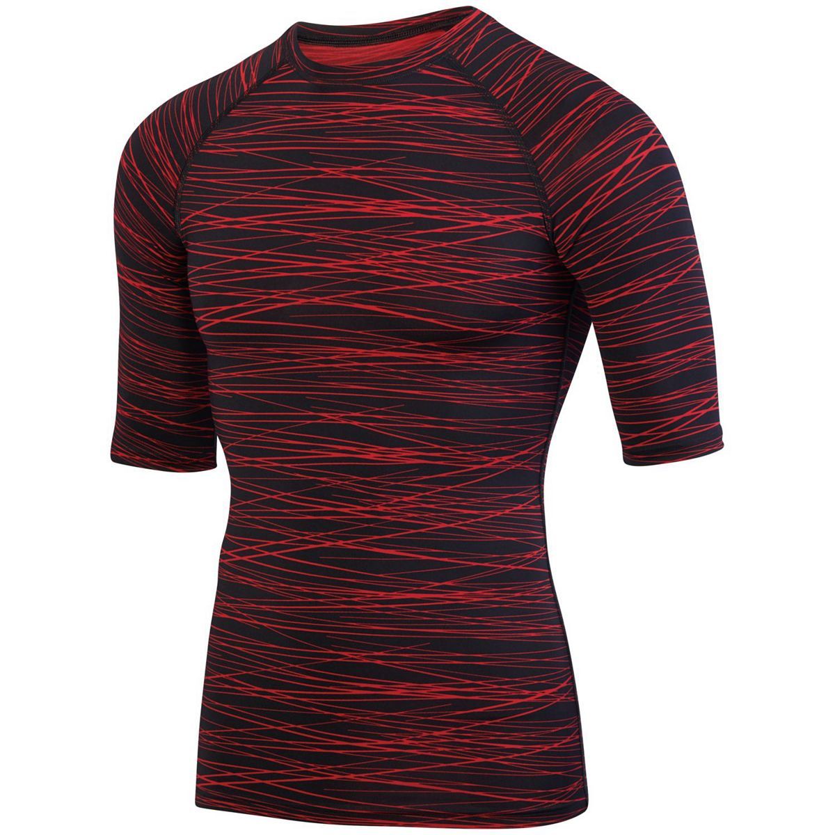 Augusta Sportswear Hyperform Compression Half Sleeve Tee in Black/Red Print  -Part of the Adult, Adult-Tee-Shirt, T-Shirts, Augusta-Products, Shirts product lines at KanaleyCreations.com