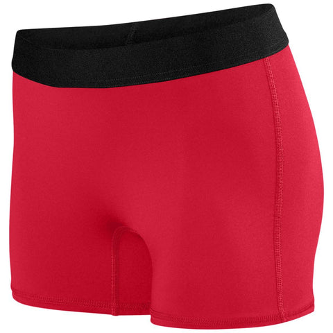 Augusta Sportswear Ladies Hyperform Fitted Shorts in Red  -Part of the Ladies, Ladies-Shorts, Augusta-Products product lines at KanaleyCreations.com