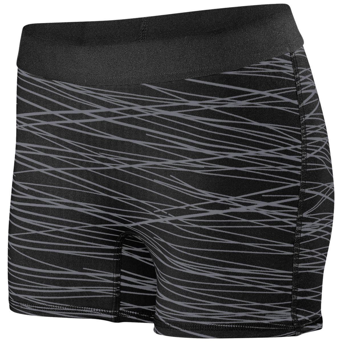 Augusta Sportswear Ladies Hyperform Fitted Shorts in Black/Graphite Print  -Part of the Ladies, Ladies-Shorts, Augusta-Products product lines at KanaleyCreations.com