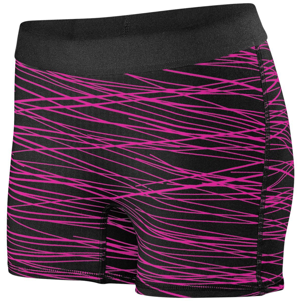Augusta Sportswear Ladies Hyperform Fitted Shorts in Black/Pink Print  -Part of the Ladies, Ladies-Shorts, Augusta-Products product lines at KanaleyCreations.com