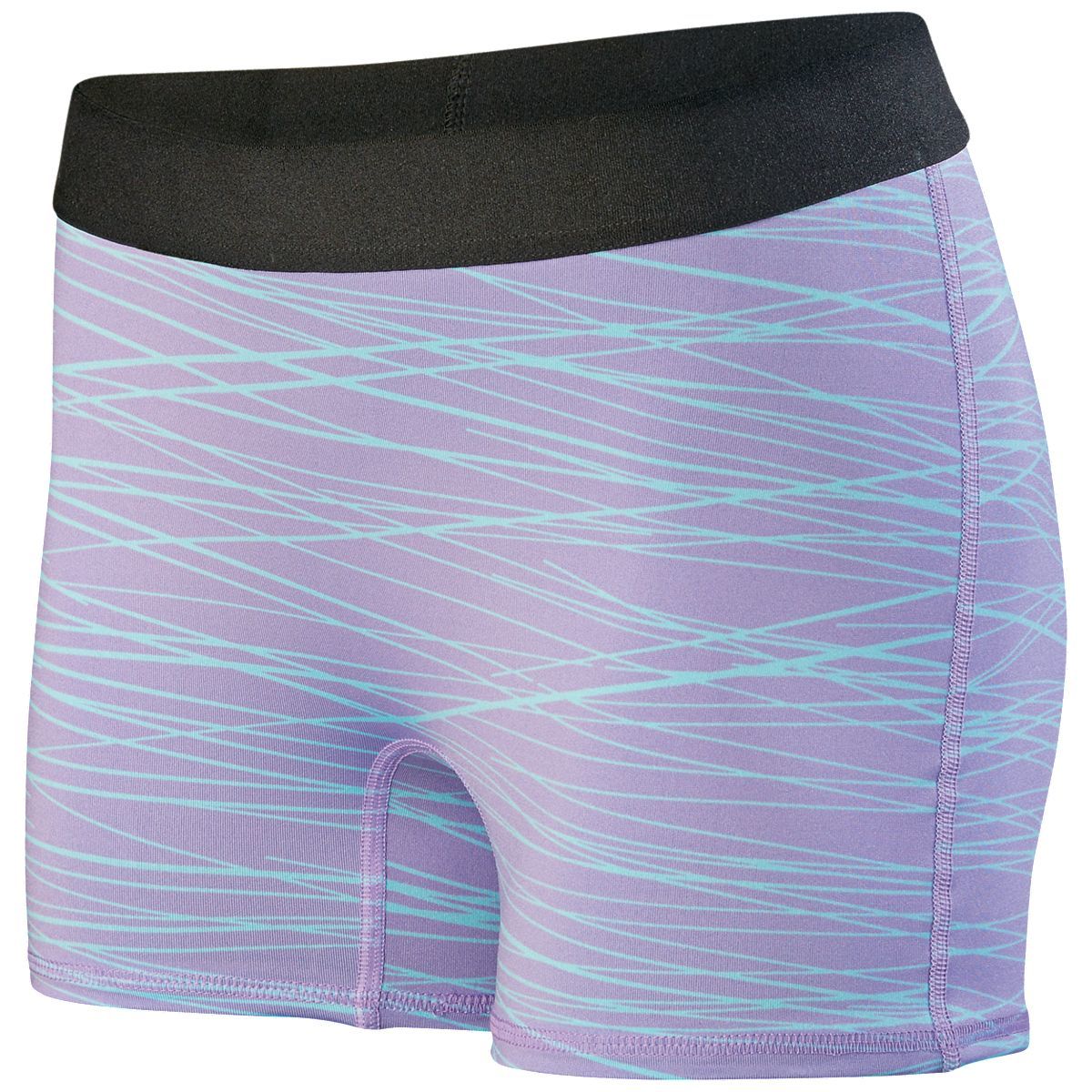 Augusta Sportswear Ladies Hyperform Fitted Shorts in Light Lavender/Aqua Print  -Part of the Ladies, Ladies-Shorts, Augusta-Products product lines at KanaleyCreations.com