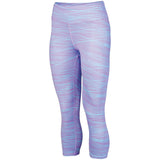 Augusta Sportswear Ladies Hyperform Compression Capri in Light Lavender/Aqua Print  -Part of the Ladies, Augusta-Products product lines at KanaleyCreations.com