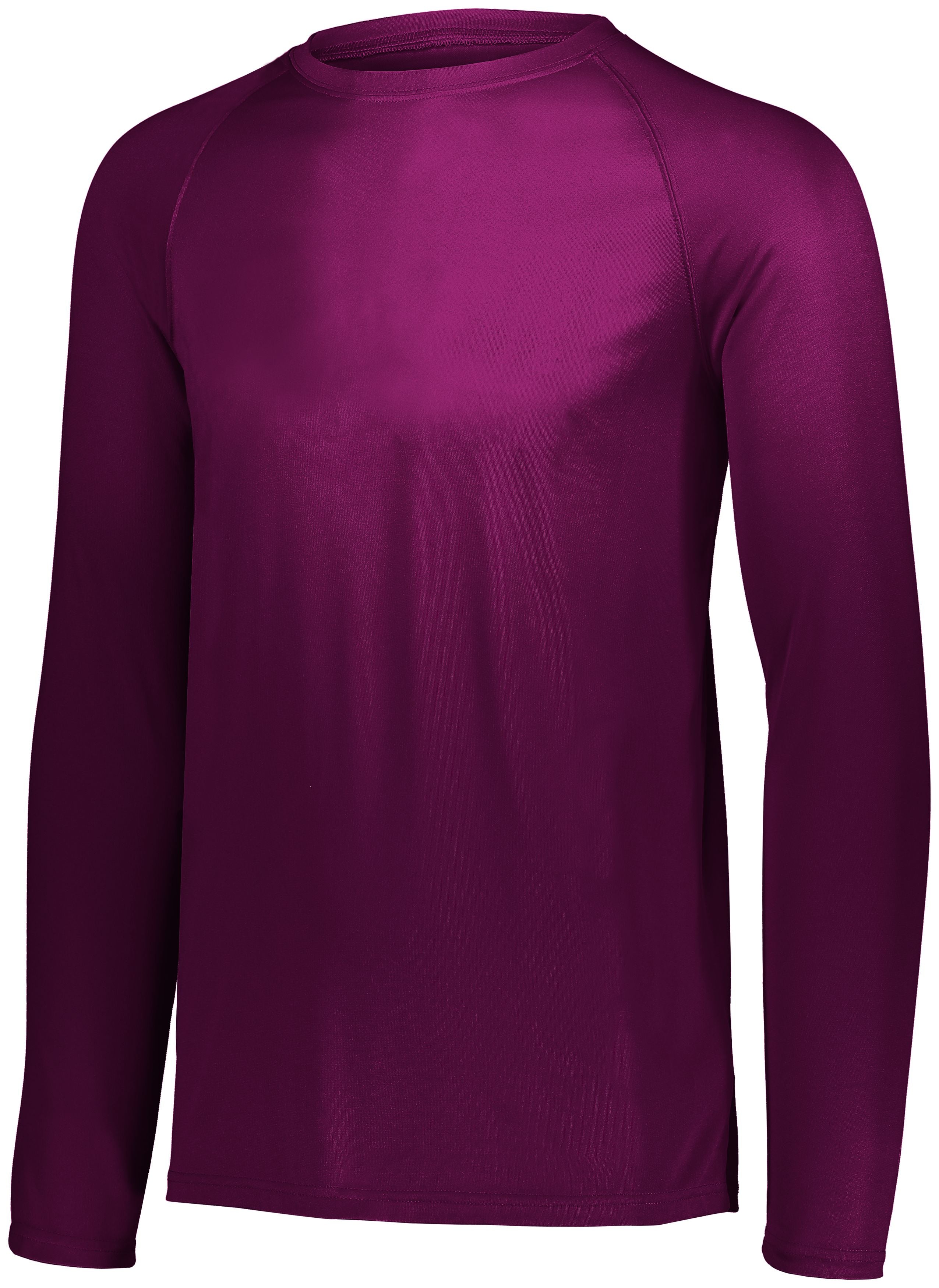 Augusta Sportswear Youth Attain Wicking Long Sleeve Tee in Maroon (Hlw)  -Part of the Youth, Youth-Tee-Shirt, T-Shirts, Augusta-Products, Shirts product lines at KanaleyCreations.com