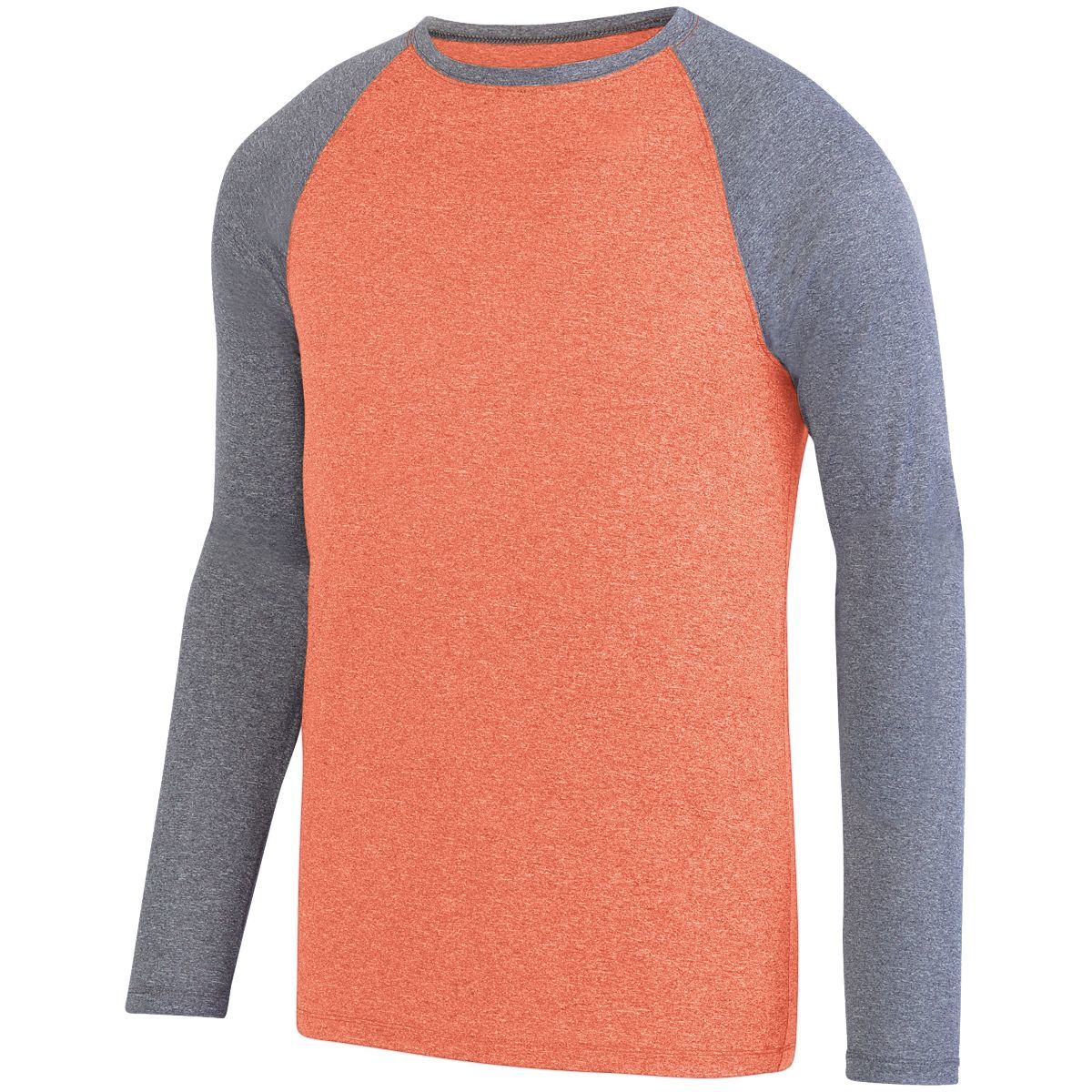 Augusta Sportswear Kinergy Two Color Long Sleeve Raglan Tee in Orange Heather/Graphite Heather  -Part of the Adult, Adult-Tee-Shirt, T-Shirts, Augusta-Products, Shirts product lines at KanaleyCreations.com