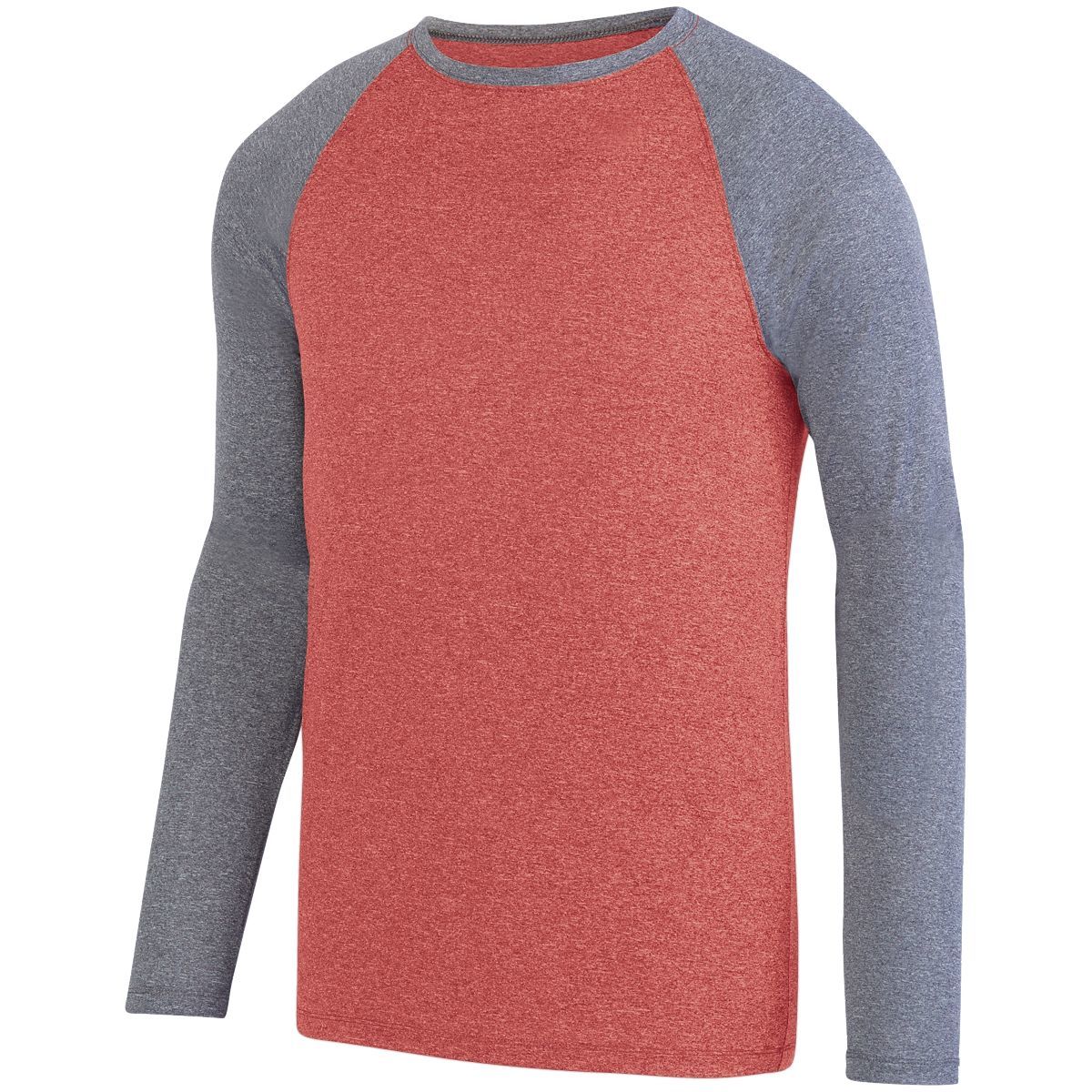 Augusta Sportswear Kinergy Two Color Long Sleeve Raglan Tee in Red Heather/Graphite Heather  -Part of the Adult, Adult-Tee-Shirt, T-Shirts, Augusta-Products, Shirts product lines at KanaleyCreations.com