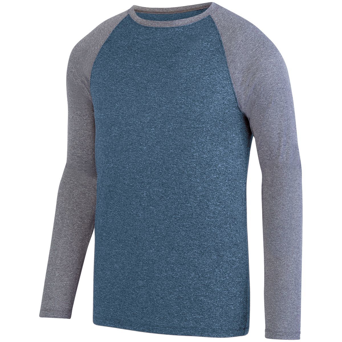 Augusta Sportswear Kinergy Two Color Long Sleeve Raglan Tee in Navy Heather/Graphite Heather  -Part of the Adult, Adult-Tee-Shirt, T-Shirts, Augusta-Products, Shirts product lines at KanaleyCreations.com
