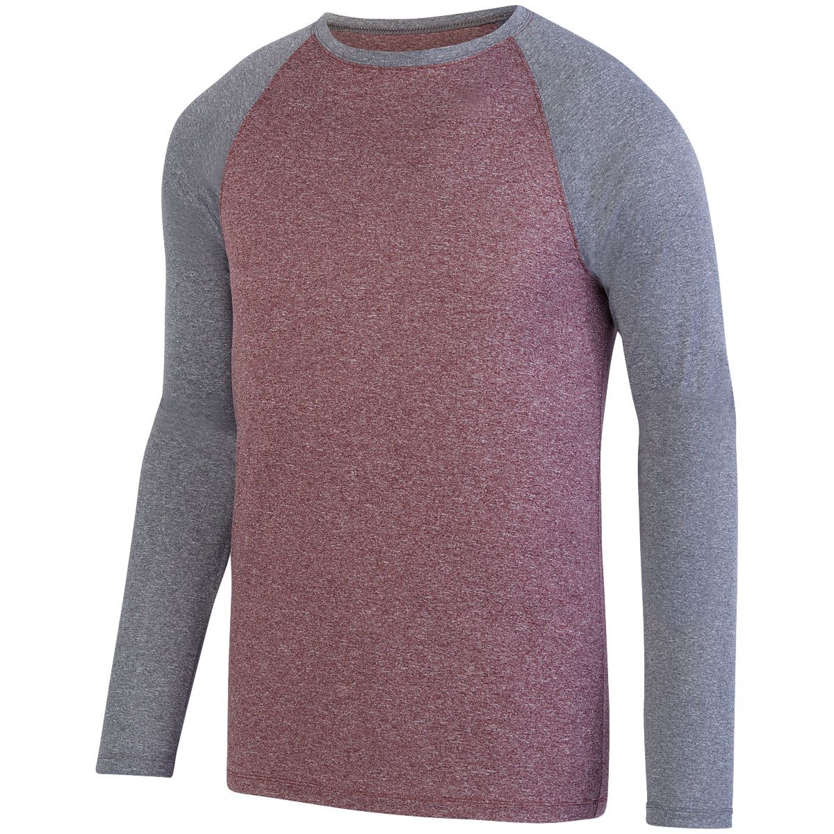Augusta Sportswear Kinergy Two Color Long Sleeve Raglan Tee in Maroon Heather/Graphite Heather  -Part of the Adult, Adult-Tee-Shirt, T-Shirts, Augusta-Products, Shirts product lines at KanaleyCreations.com