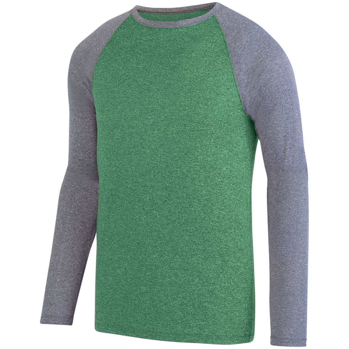 Augusta Sportswear Kinergy Two Color Long Sleeve Raglan Tee in Dark Green Heather/Graphite Heather  -Part of the Adult, Adult-Tee-Shirt, T-Shirts, Augusta-Products, Shirts product lines at KanaleyCreations.com