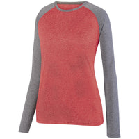 Augusta Sportswear Ladies Kinergy Two Color Long Sleeve Raglan Tee in Red Heather/Graphite Heather  -Part of the Ladies, Ladies-Tee-Shirt, T-Shirts, Augusta-Products, Shirts product lines at KanaleyCreations.com