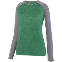 Augusta Sportswear Ladies Kinergy Two Color Long Sleeve Raglan Tee in Dark Green Heather/Graphite Heather  -Part of the Ladies, Ladies-Tee-Shirt, T-Shirts, Augusta-Products, Shirts product lines at KanaleyCreations.com