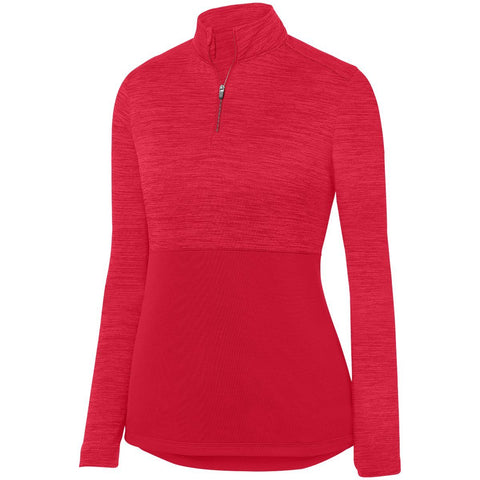 Augusta Sportswear Ladies Shadow Tonal Heather 1/4 Zip Pullover in Red  -Part of the Ladies, Ladies-Pullover, Augusta-Products, Outerwear, Tonal-Fleece-Collection product lines at KanaleyCreations.com