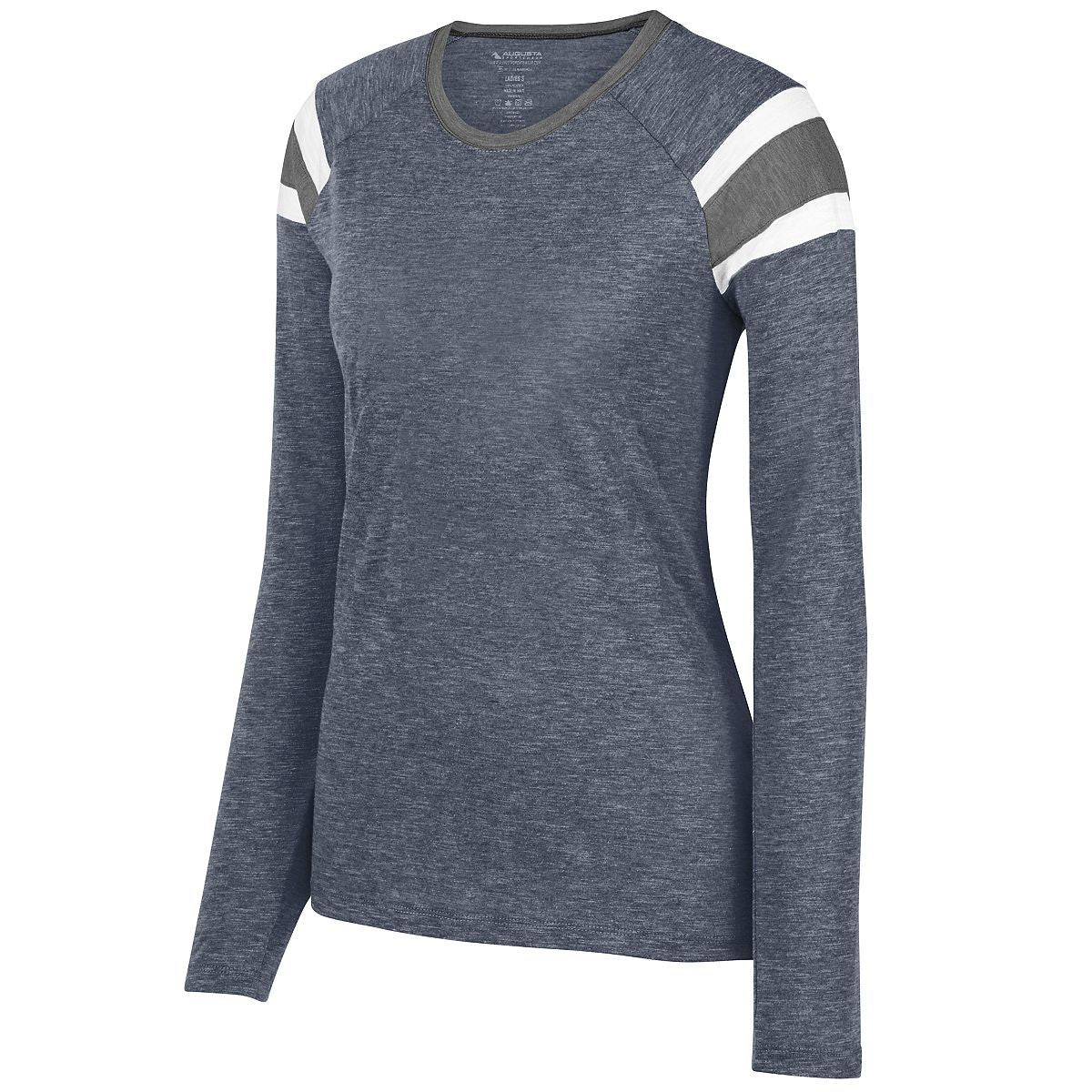 Augusta Sportswear Ladies Long Sleeve Fanatic Tee in Navy/Slate/White  -Part of the Ladies, Ladies-Tee-Shirt, T-Shirts, Augusta-Products, Shirts product lines at KanaleyCreations.com