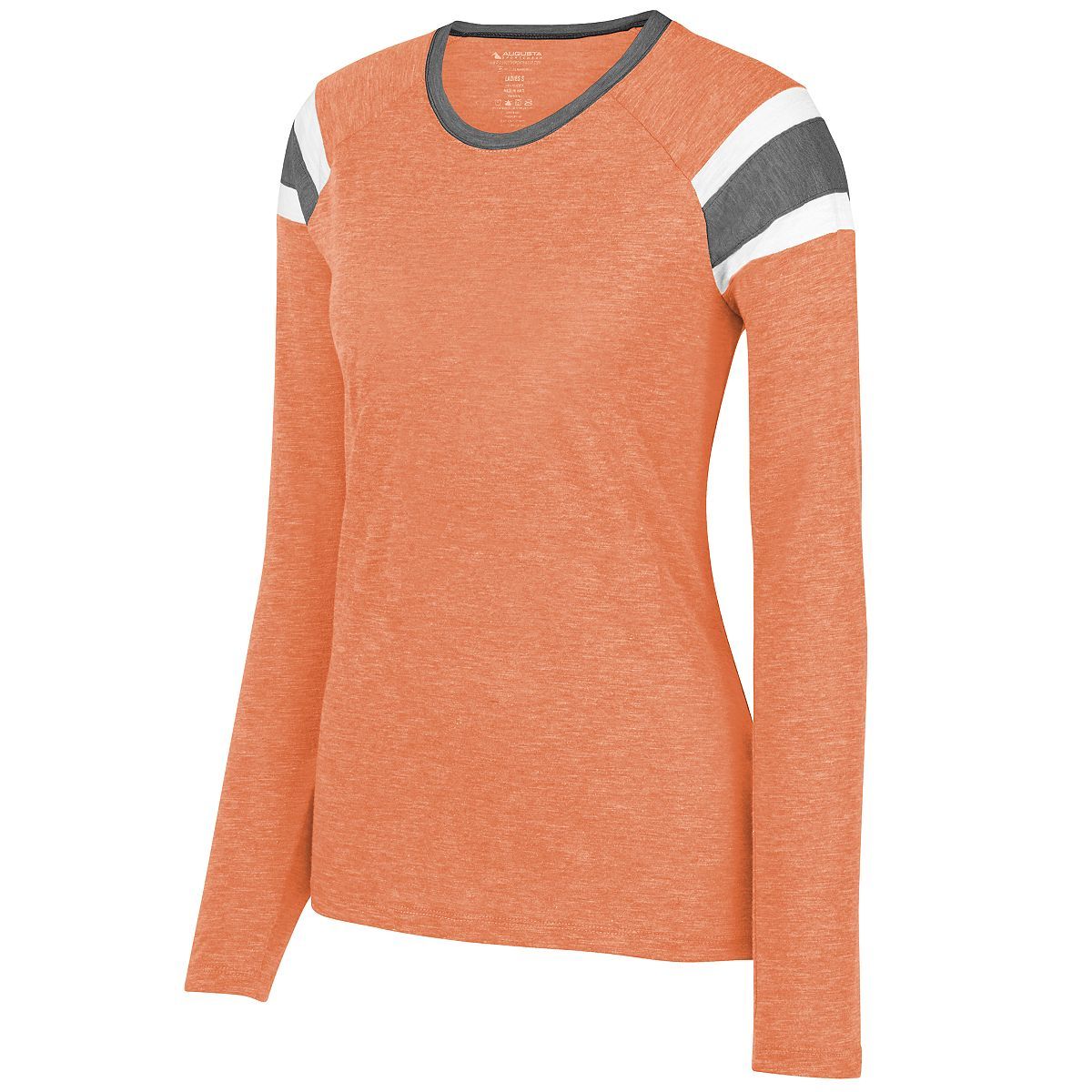 Augusta Sportswear Ladies Long Sleeve Fanatic Tee in Light Orange/Slate/White  -Part of the Ladies, Ladies-Tee-Shirt, T-Shirts, Augusta-Products, Shirts product lines at KanaleyCreations.com