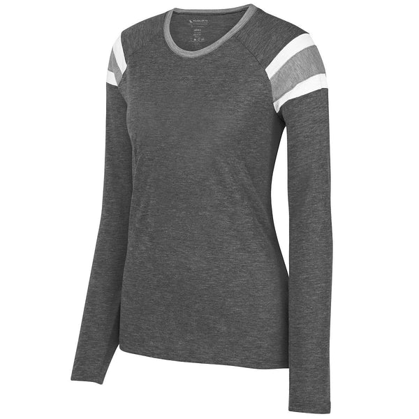 Augusta Sportswear Ladies Long Sleeve Fanatic Tee in Slate/Athletic Heather/White  -Part of the Ladies, Ladies-Tee-Shirt, T-Shirts, Augusta-Products, Shirts product lines at KanaleyCreations.com