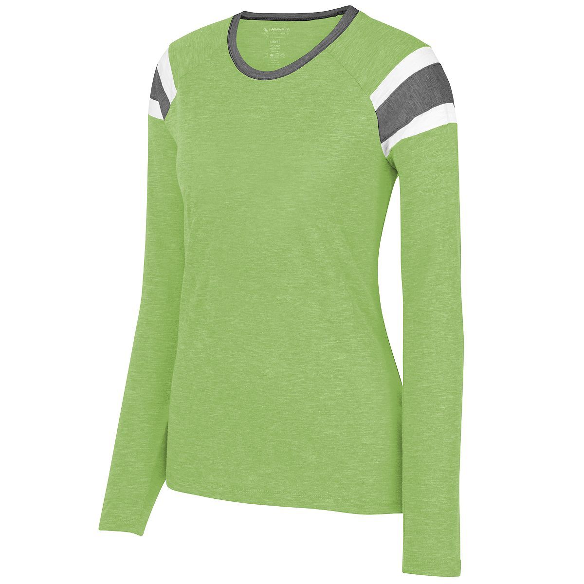 Augusta Sportswear Ladies Long Sleeve Fanatic Tee in Lime/Slate/White  -Part of the Ladies, Ladies-Tee-Shirt, T-Shirts, Augusta-Products, Shirts product lines at KanaleyCreations.com