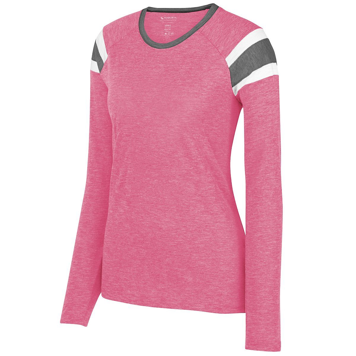 Augusta Sportswear Ladies Long Sleeve Fanatic Tee in Power Pink/Slate/White  -Part of the Ladies, Ladies-Tee-Shirt, T-Shirts, Augusta-Products, Shirts product lines at KanaleyCreations.com