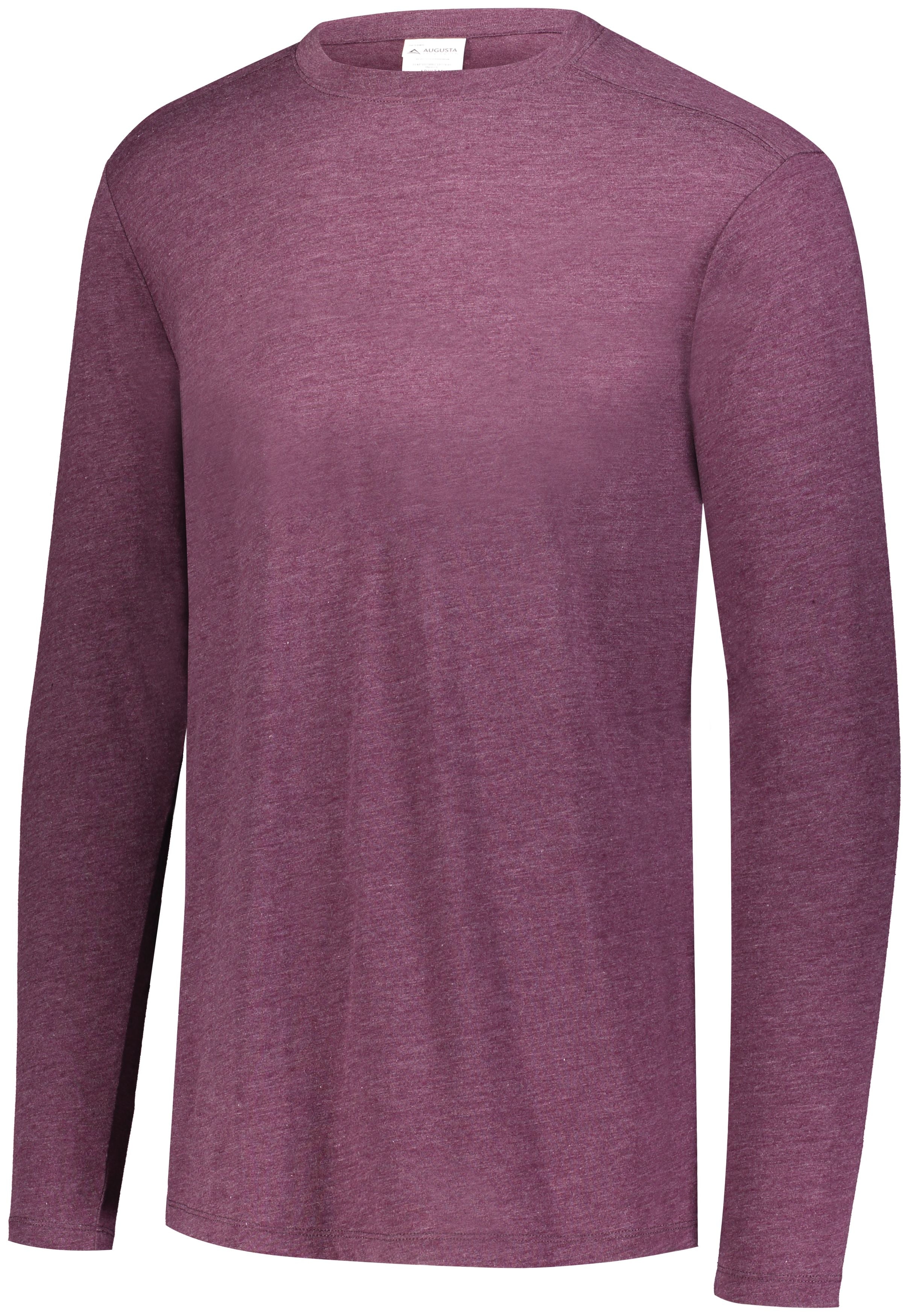Augusta Sportswear Tri-Blend Long Sleeve Crew in Maroon Heather  -Part of the Adult, Augusta-Products, Shirts product lines at KanaleyCreations.com