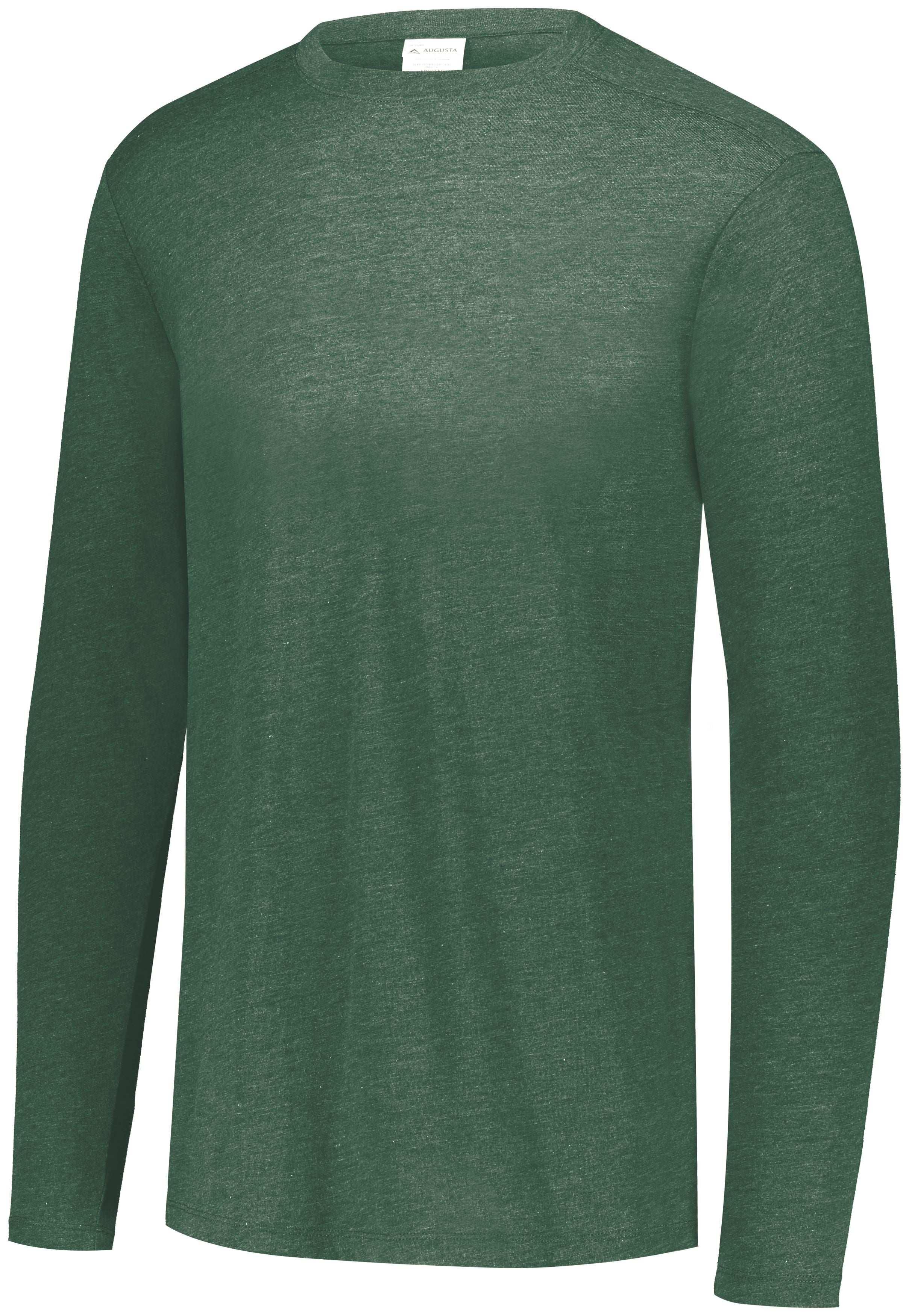 Augusta Sportswear Tri-Blend Long Sleeve Crew in Dark Green Heather  -Part of the Adult, Augusta-Products, Shirts product lines at KanaleyCreations.com