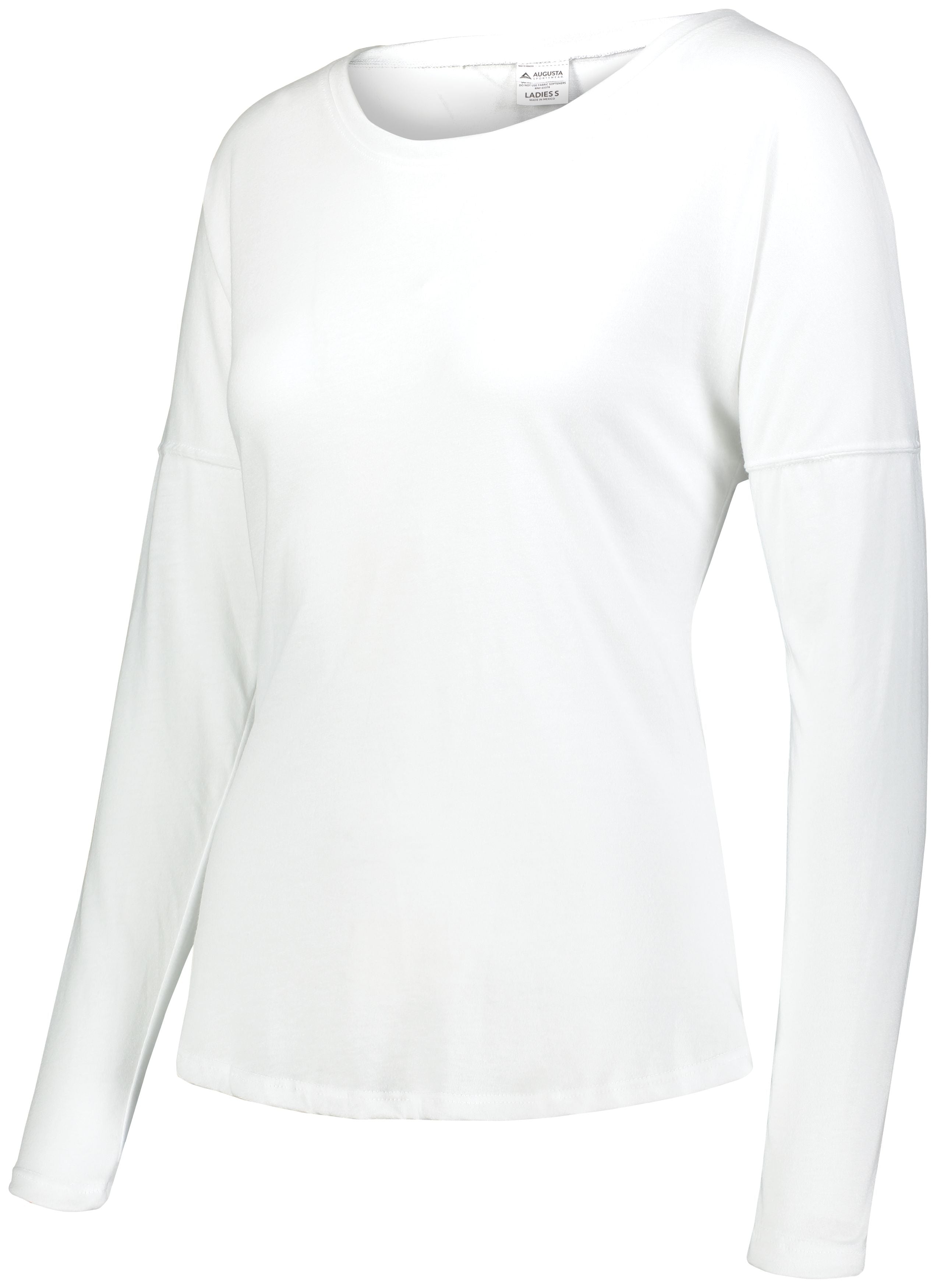 Augusta Sportswear Ladies Lux Tri-Blend Long Sleeve Shirt in White  -Part of the Ladies, Augusta-Products, Shirts product lines at KanaleyCreations.com