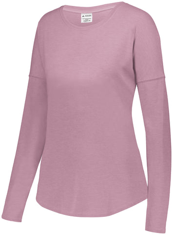 Augusta Sportswear Ladies Lux Tri-Blend Long Sleeve Shirt in Dusty Rose Heather  -Part of the Ladies, Augusta-Products, Shirts product lines at KanaleyCreations.com