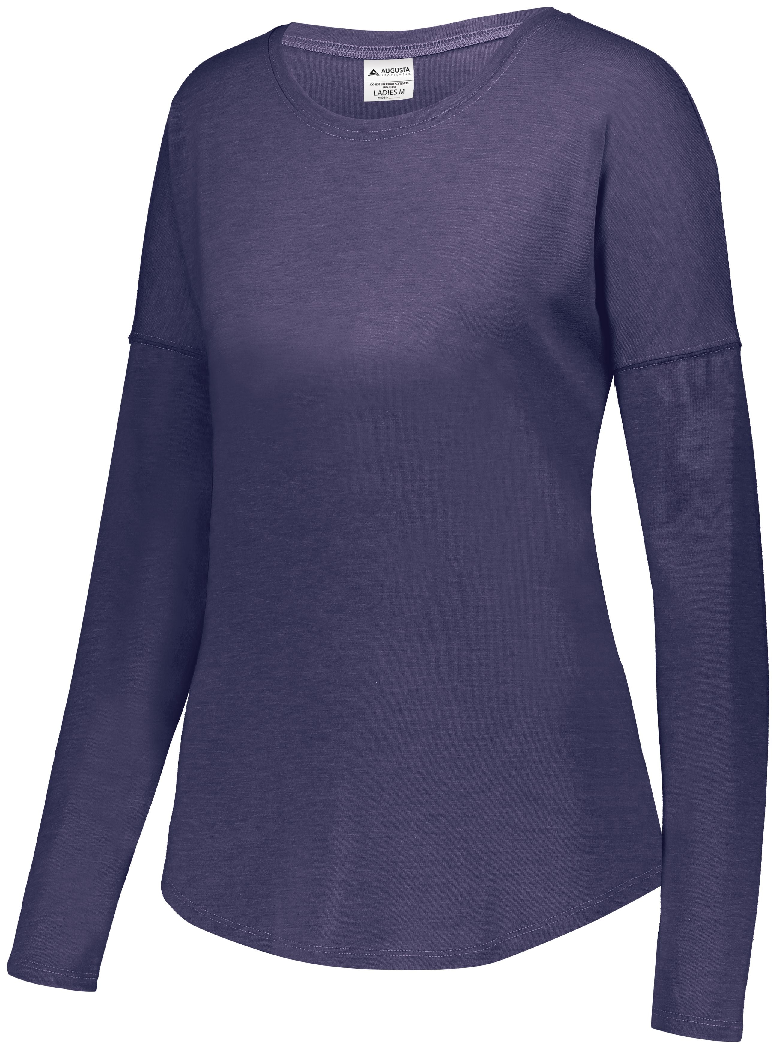 Augusta Sportswear Ladies Lux Tri-Blend Long Sleeve Shirt in Navy Heather  -Part of the Ladies, Augusta-Products, Shirts product lines at KanaleyCreations.com