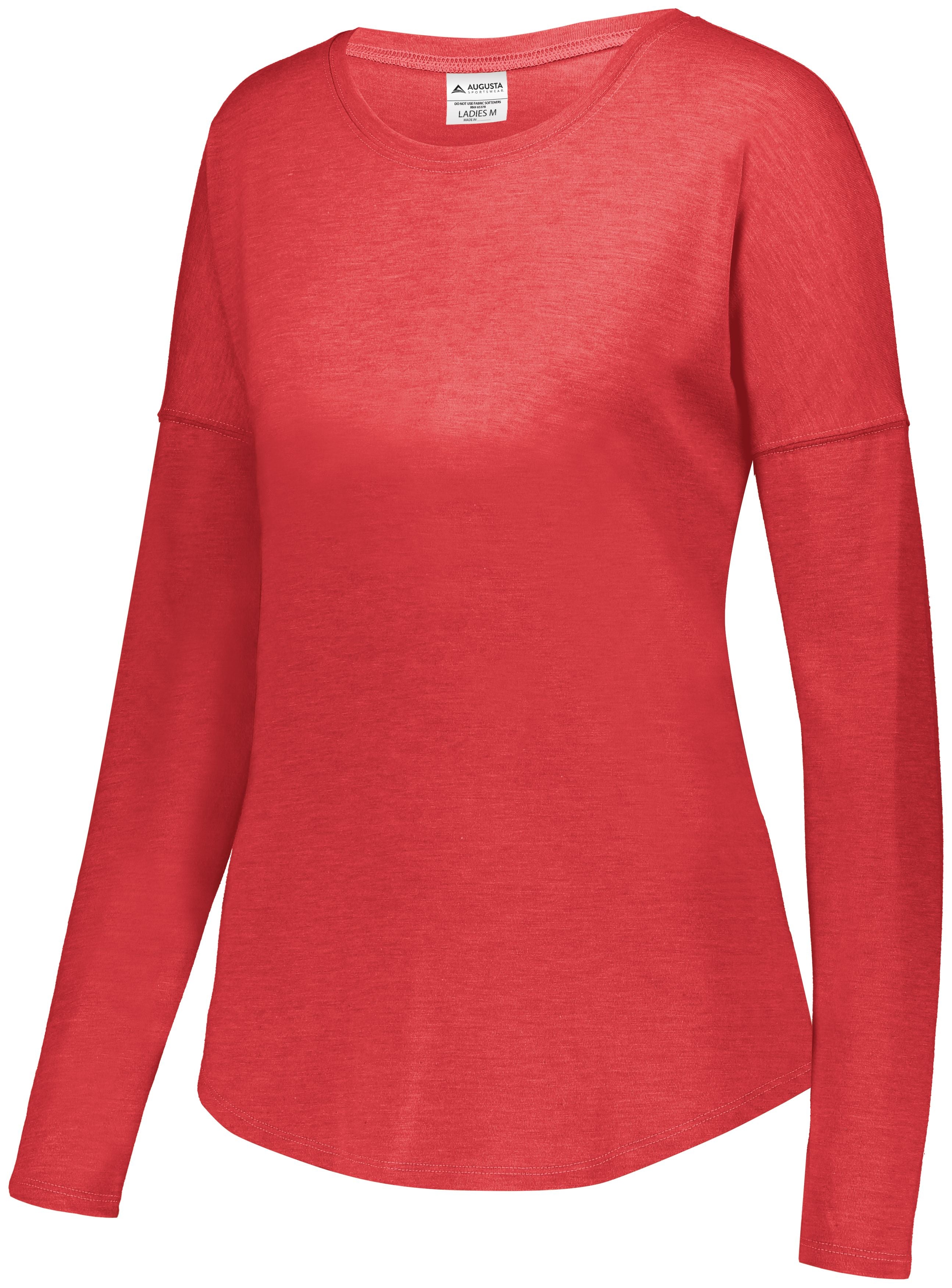 Augusta Sportswear Ladies Lux Tri-Blend Long Sleeve Shirt in Red Heather  -Part of the Ladies, Augusta-Products, Shirts product lines at KanaleyCreations.com