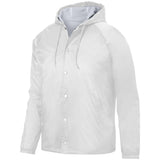 Augusta Sportswear Hooded Coach'S Jacket in White  -Part of the Adult, Adult-Jacket, Augusta-Products, Outerwear product lines at KanaleyCreations.com