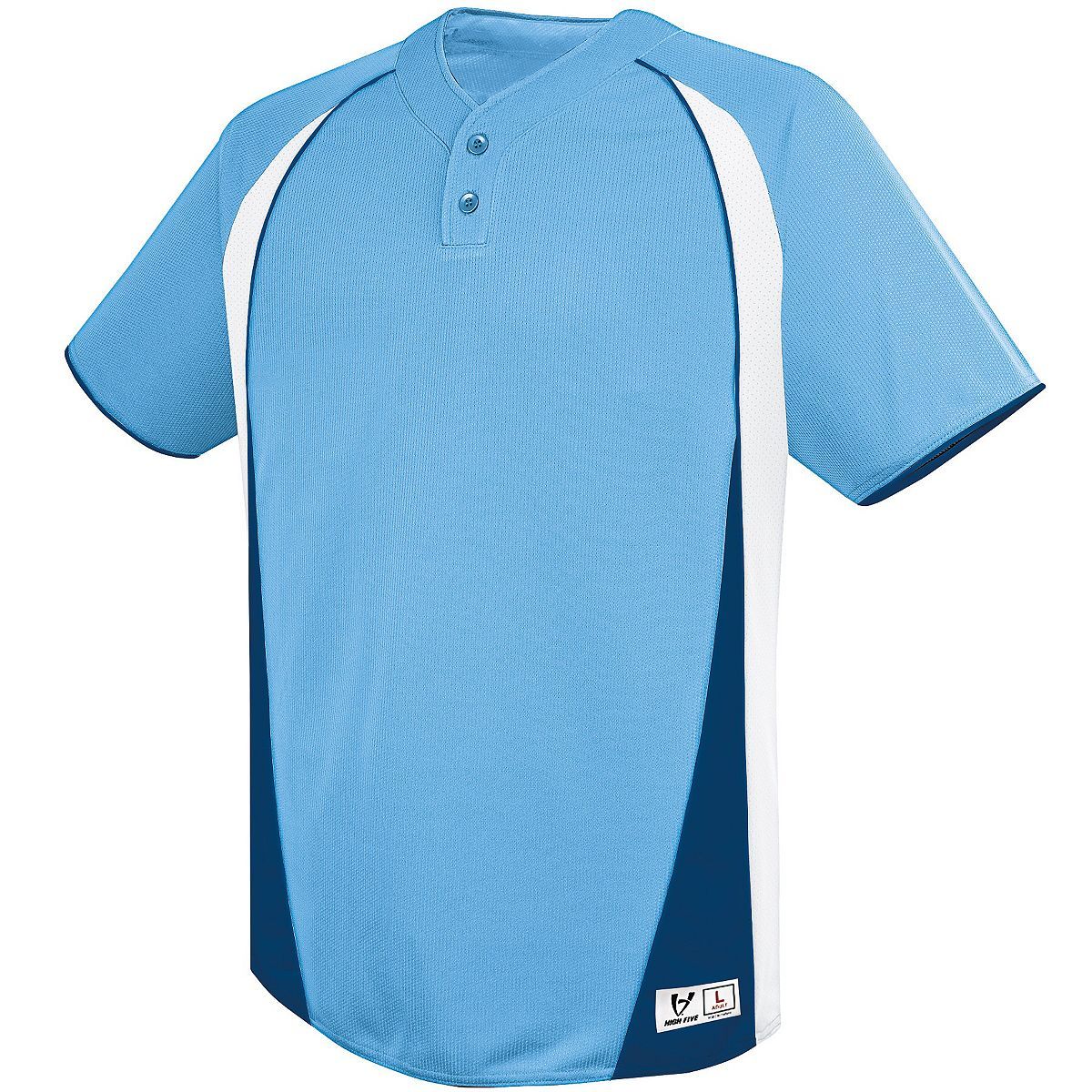 Augusta Sportswear Ace Two-Button Jersey in Columbia Blue/White/Navy  -Part of the Adult, Adult-Jersey, Augusta-Products, Baseball, Shirts, All-Sports, All-Sports-1 product lines at KanaleyCreations.com