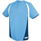 Augusta Sportswear Ace Two-Button Jersey in Columbia Blue/White/Navy  -Part of the Adult, Adult-Jersey, Augusta-Products, Baseball, Shirts, All-Sports, All-Sports-1 product lines at KanaleyCreations.com