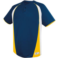 Augusta Sportswear Ace Two-Button Jersey in Navy/White/Athletic Gold  -Part of the Adult, Adult-Jersey, Augusta-Products, Baseball, Shirts, All-Sports, All-Sports-1 product lines at KanaleyCreations.com