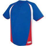 Augusta Sportswear Ace Two-Button Jersey in Royal/White/Scarlet  -Part of the Adult, Adult-Jersey, Augusta-Products, Baseball, Shirts, All-Sports, All-Sports-1 product lines at KanaleyCreations.com