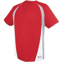 Augusta Sportswear Ace Two-Button Jersey in Scarlet/Silver Grey/White  -Part of the Adult, Adult-Jersey, Augusta-Products, Baseball, Shirts, All-Sports, All-Sports-1 product lines at KanaleyCreations.com