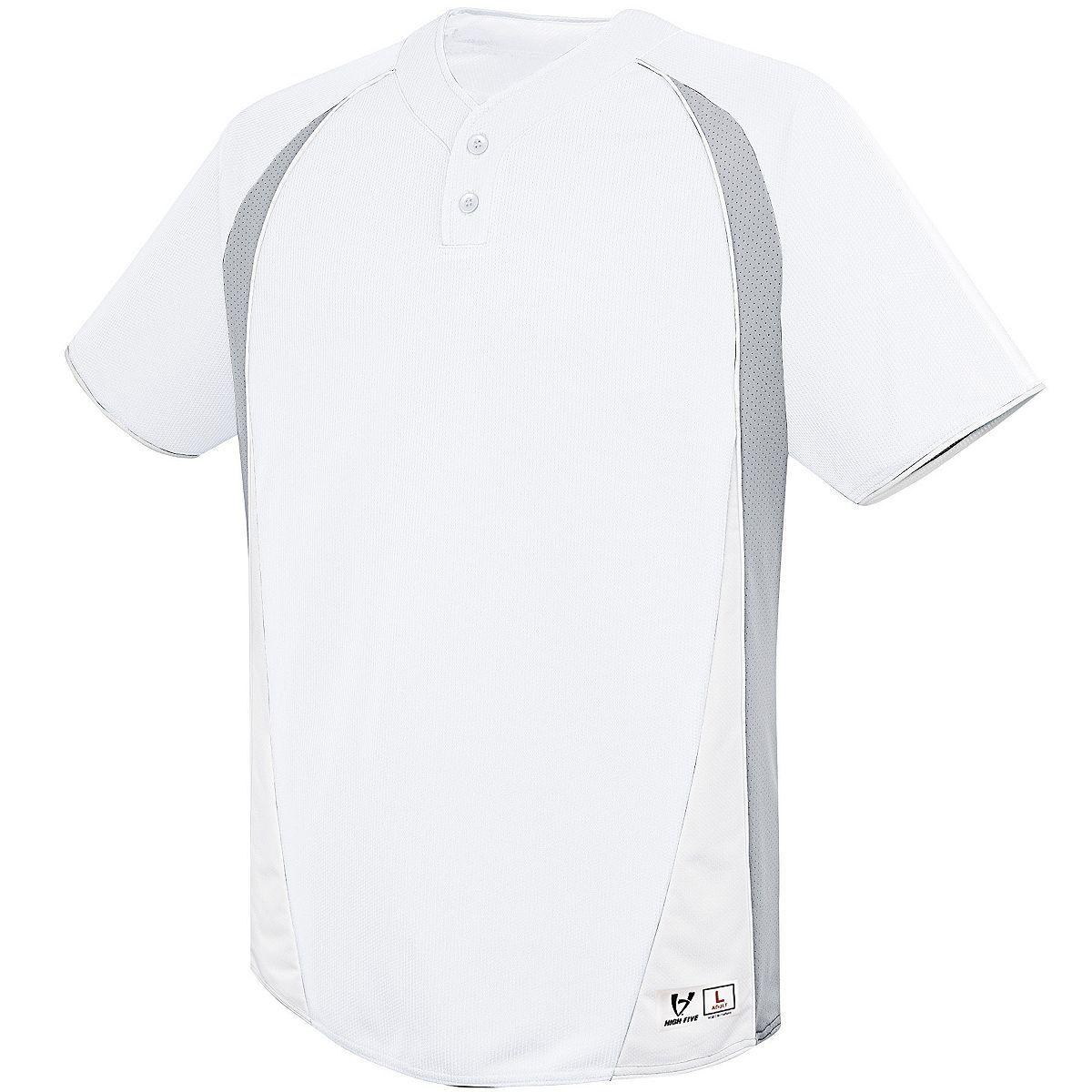 Augusta Sportswear Ace Two-Button Jersey in White/Silver Grey/White  -Part of the Adult, Adult-Jersey, Augusta-Products, Baseball, Shirts, All-Sports, All-Sports-1 product lines at KanaleyCreations.com