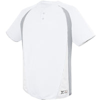 Augusta Sportswear Ace Two-Button Jersey in White/Silver Grey/White  -Part of the Adult, Adult-Jersey, Augusta-Products, Baseball, Shirts, All-Sports, All-Sports-1 product lines at KanaleyCreations.com