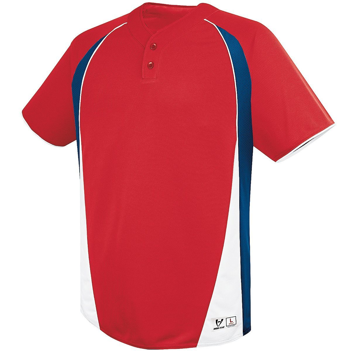 Augusta Sportswear Youth Ace Two-Button Jersey in Scarlet/Navy/White  -Part of the Youth, Youth-Jersey, Augusta-Products, Baseball, Shirts, All-Sports, All-Sports-1 product lines at KanaleyCreations.com