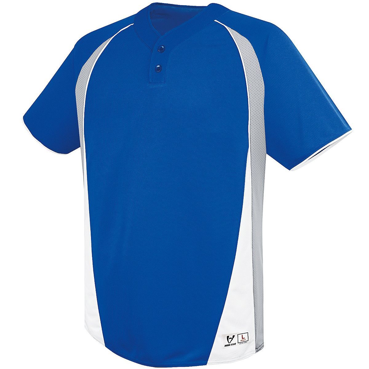 Augusta Sportswear Youth Ace Two-Button Jersey in Royal/Silver Grey/White  -Part of the Youth, Youth-Jersey, Augusta-Products, Baseball, Shirts, All-Sports, All-Sports-1 product lines at KanaleyCreations.com