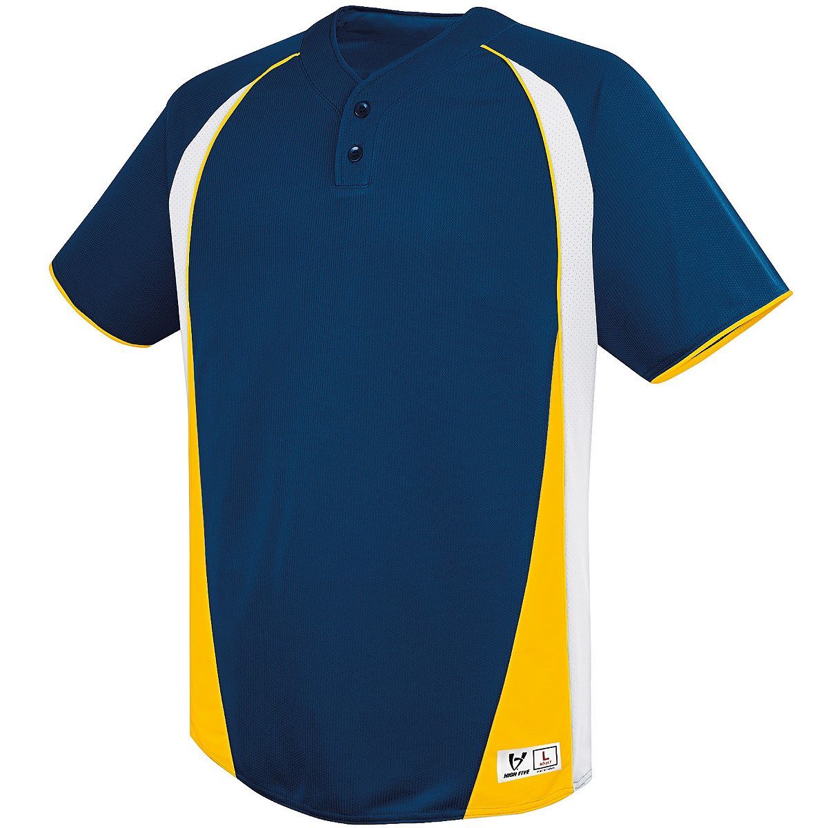 Augusta Sportswear Youth Ace Two-Button Jersey in Navy/White/Athletic Gold  -Part of the Youth, Youth-Jersey, Augusta-Products, Baseball, Shirts, All-Sports, All-Sports-1 product lines at KanaleyCreations.com