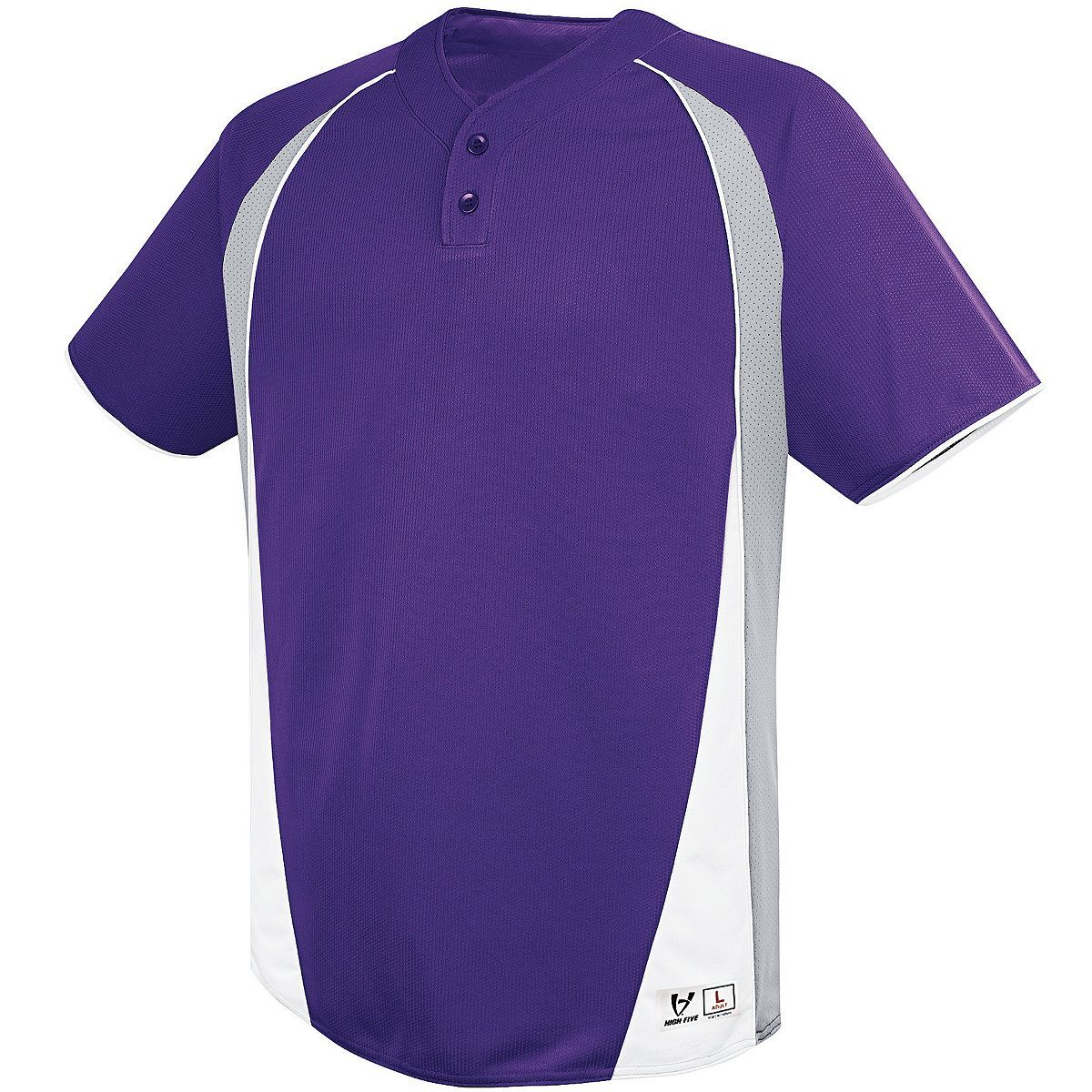 Augusta Sportswear Youth Ace Two-Button Jersey in Purple/Silver Grey/White  -Part of the Youth, Youth-Jersey, Augusta-Products, Baseball, Shirts, All-Sports, All-Sports-1 product lines at KanaleyCreations.com