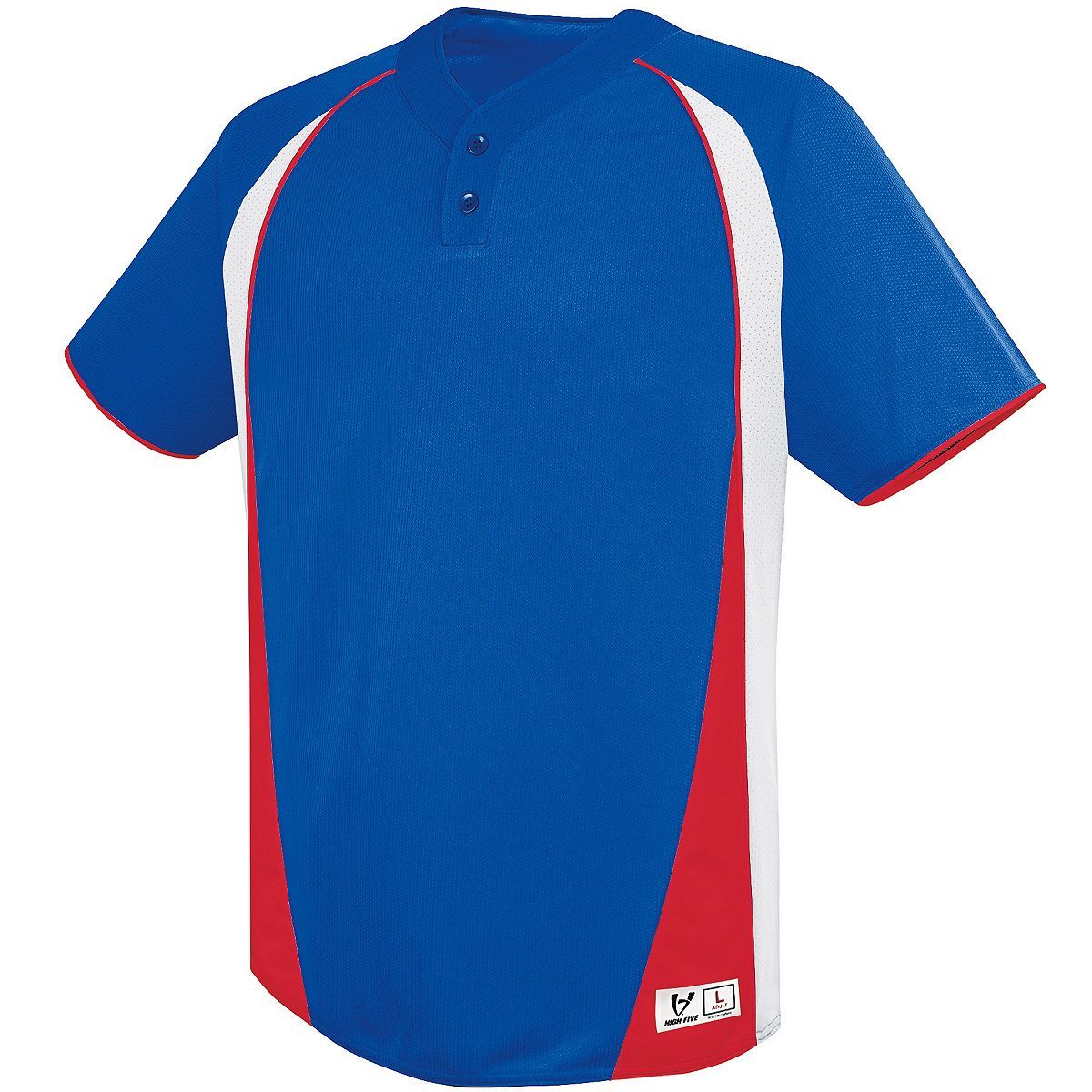 Augusta Sportswear Youth Ace Two-Button Jersey in Royal/White/Scarlet  -Part of the Youth, Youth-Jersey, Augusta-Products, Baseball, Shirts, All-Sports, All-Sports-1 product lines at KanaleyCreations.com