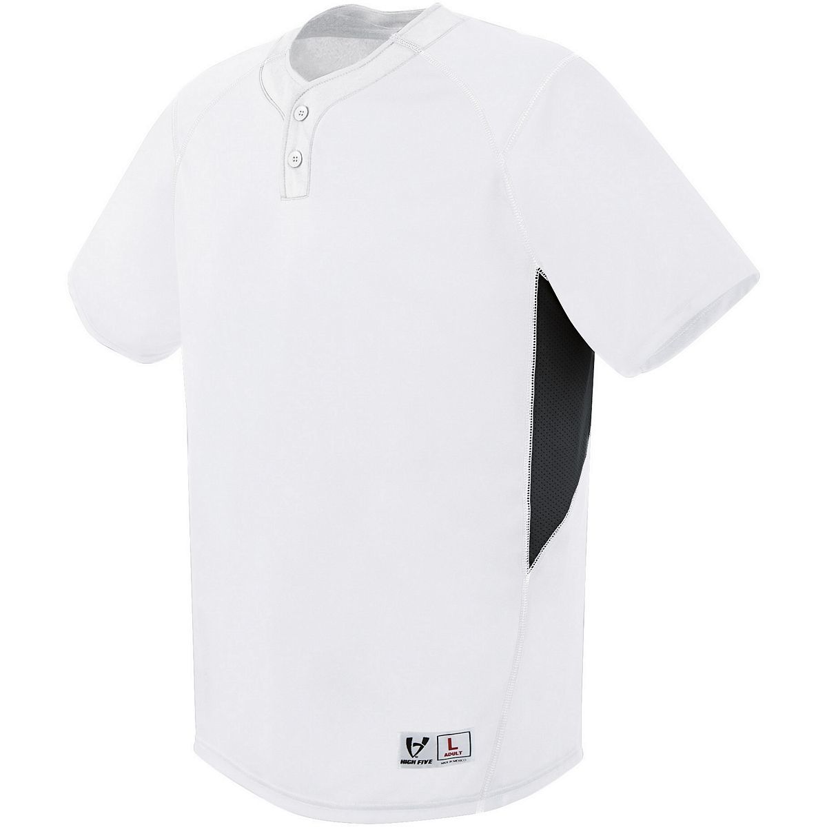 Augusta Sportswear Youth Bandit Two-Button Jersey in White/Black/White  -Part of the Youth, Youth-Jersey, Augusta-Products, Baseball, Shirts, All-Sports, All-Sports-1 product lines at KanaleyCreations.com