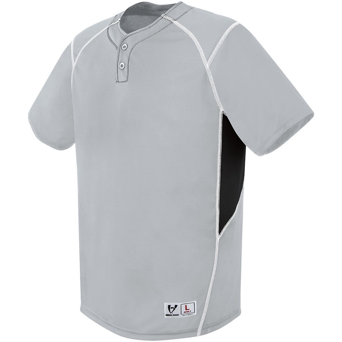 Augusta Sportswear Youth Bandit Two-Button Jersey in Silver Grey/Black/White  -Part of the Youth, Youth-Jersey, Augusta-Products, Baseball, Shirts, All-Sports, All-Sports-1 product lines at KanaleyCreations.com