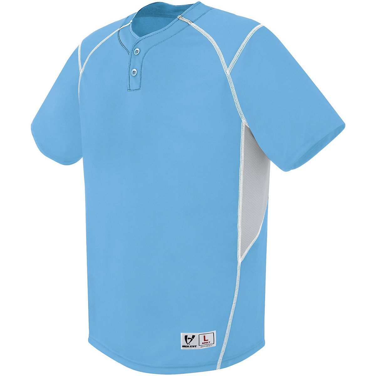 Augusta Sportswear Bandit Two-Button Jersey in Columbia Blue/Silver Grey/White  -Part of the Adult, Adult-Jersey, Augusta-Products, Baseball, Shirts, All-Sports, All-Sports-1 product lines at KanaleyCreations.com