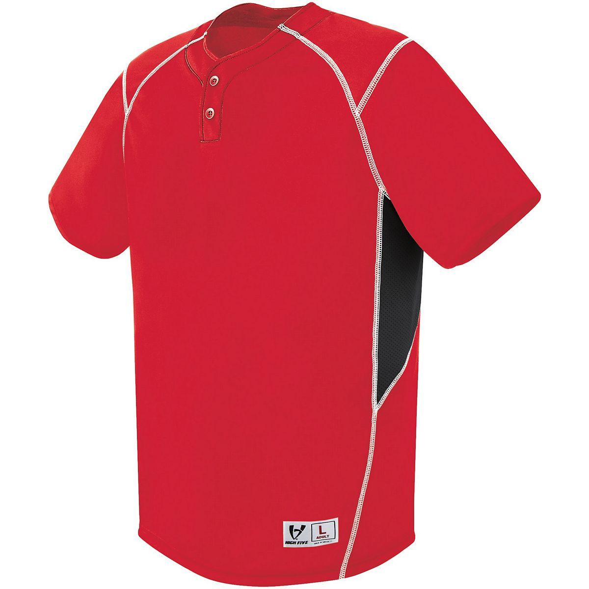 Augusta Sportswear Bandit Two-Button Jersey in Scarlet/Black/White  -Part of the Adult, Adult-Jersey, Augusta-Products, Baseball, Shirts, All-Sports, All-Sports-1 product lines at KanaleyCreations.com