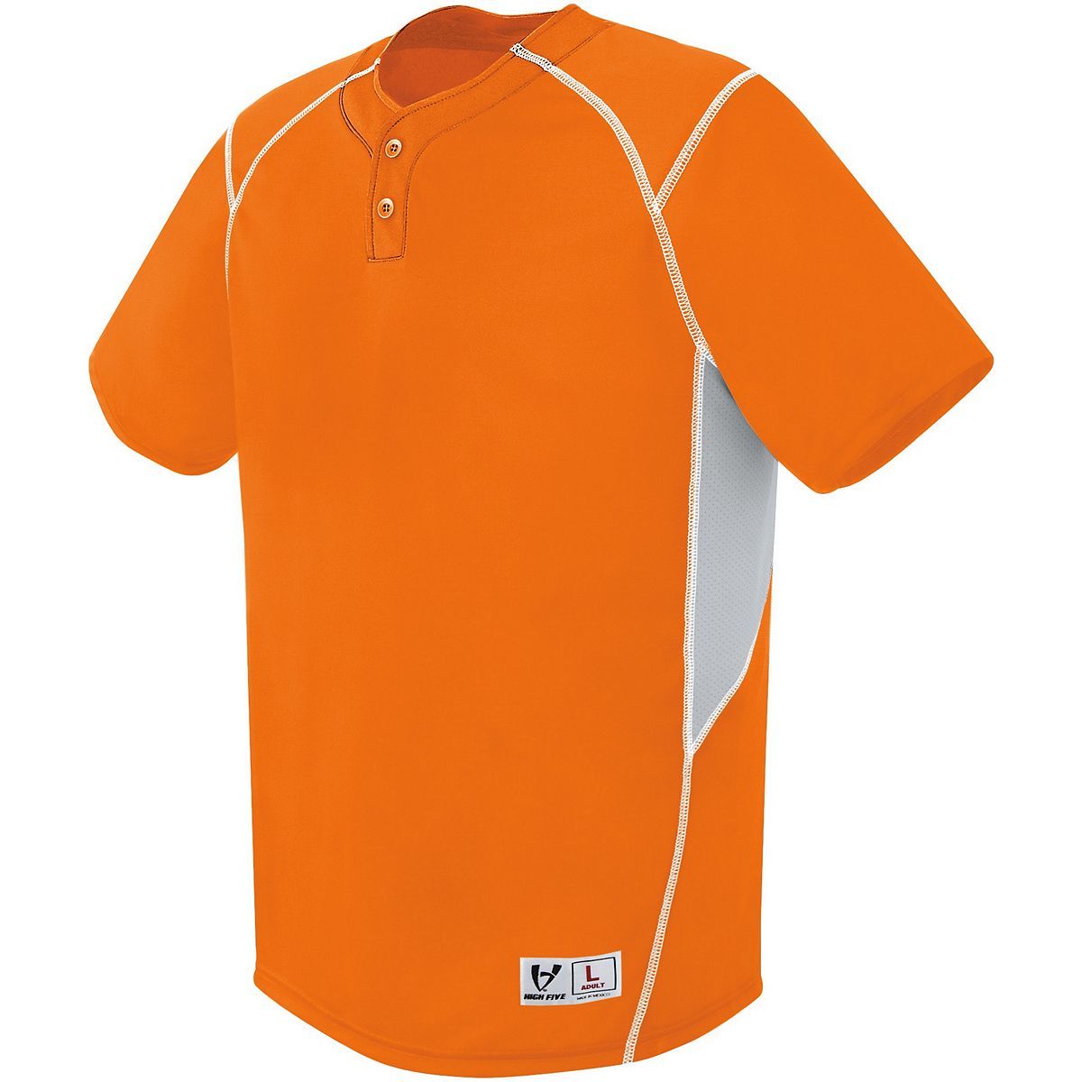 Augusta Sportswear Youth Bandit Two-Button Jersey in Orange/Silver Grey/White  -Part of the Youth, Youth-Jersey, Augusta-Products, Baseball, Shirts, All-Sports, All-Sports-1 product lines at KanaleyCreations.com