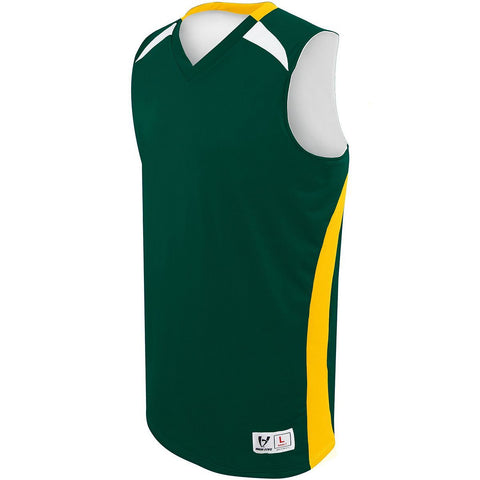 Holloway Campus Reversible Jersey in Forest/Athletic Gold/White  -Part of the Adult, Adult-Jersey, Basketball, Holloway, Shirts, All-Sports, All-Sports-1 product lines at KanaleyCreations.com