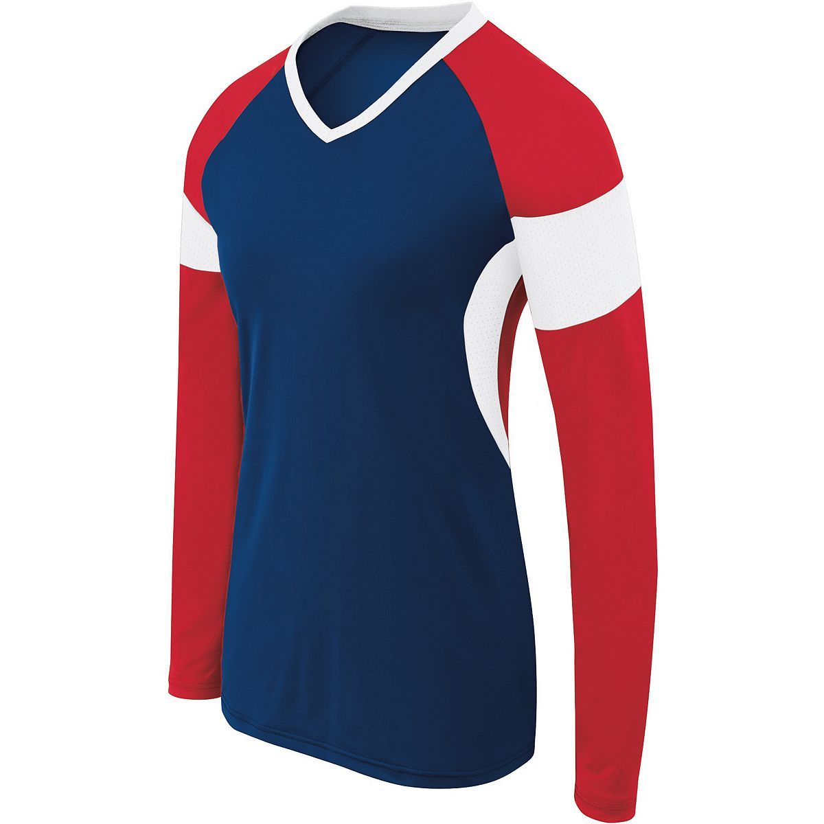 High 5 Ladies Long Sleeve Raptor Jersey in Navy/Scarlet/White  -Part of the Ladies, Ladies-Jersey, High5-Products, Volleyball, Shirts product lines at KanaleyCreations.com