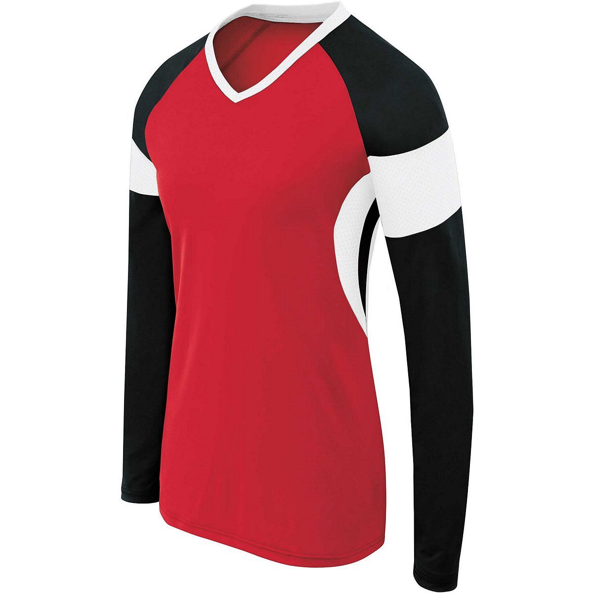High 5 Ladies Long Sleeve Raptor Jersey in Scarlet/Black/White  -Part of the Ladies, Ladies-Jersey, High5-Products, Volleyball, Shirts product lines at KanaleyCreations.com