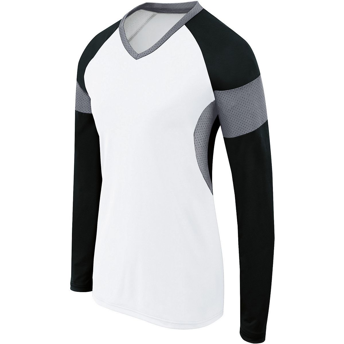 High 5 Ladies Long Sleeve Raptor Jersey in White/Black/Graphite  -Part of the Ladies, Ladies-Jersey, High5-Products, Volleyball, Shirts product lines at KanaleyCreations.com